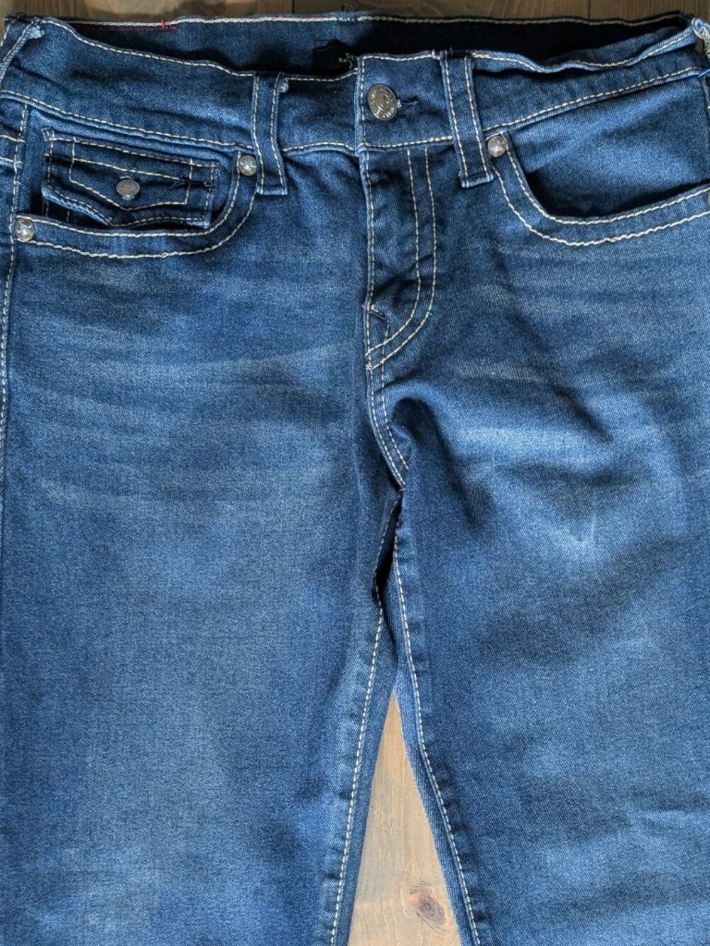 True Religion Geno Flap Big T Jeans Mens 32 Blue Relaxed Slim Designer Denim